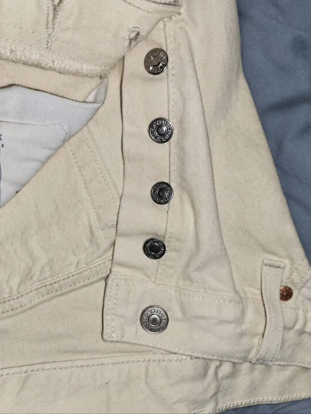 Levi’s Premium 501 Big E Cream Distressed Jeans W29 L26